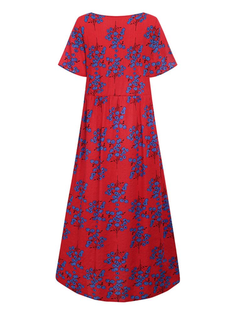 Blomstertryk V-hals Fritid Holiday Maxi Kjole