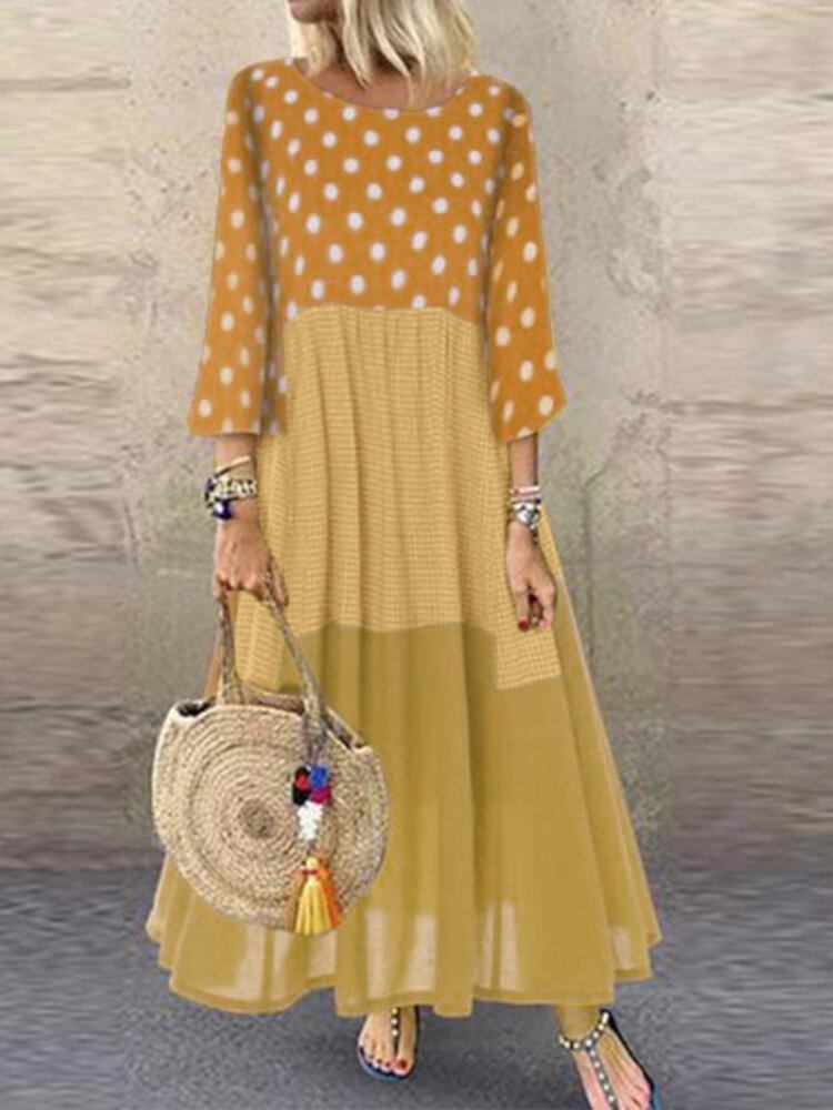 Kvinder Stitch Design Polka Dot Sidelommer Maxi Kjole