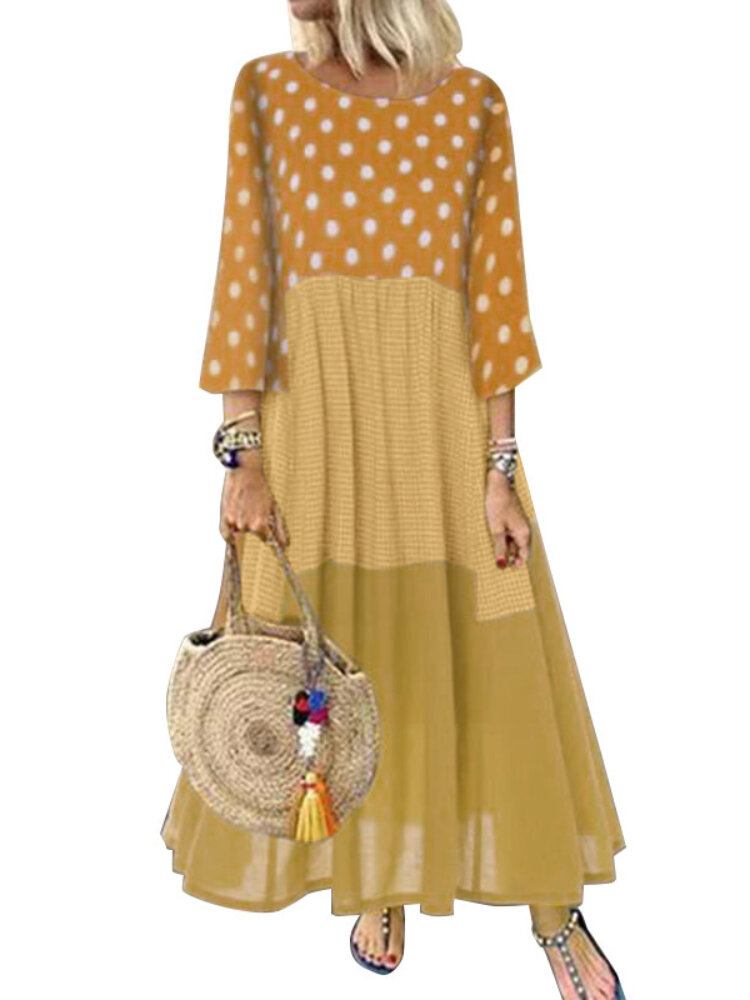 Kvinder Stitch Design Polka Dot Sidelommer Maxi Kjole