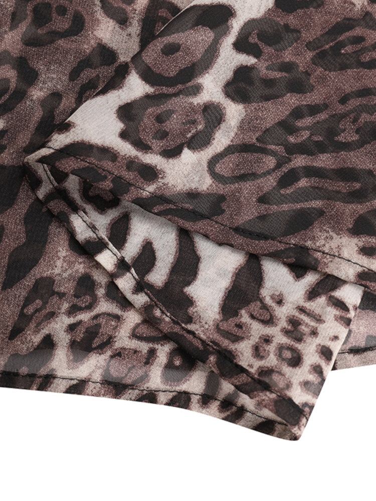 Leopardprint Splejsning Fritid Casual Holiday Maxikjole Til Kvinder