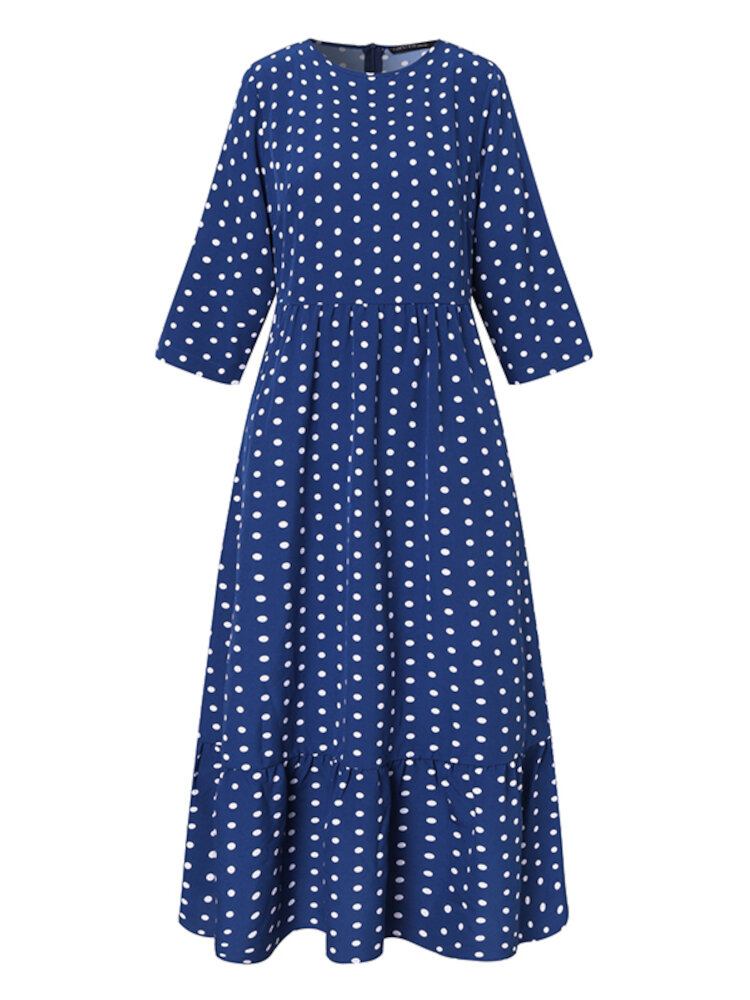 Polka Dot Pleats Splejsning Afslappet Sommerkjole Til Kvinder