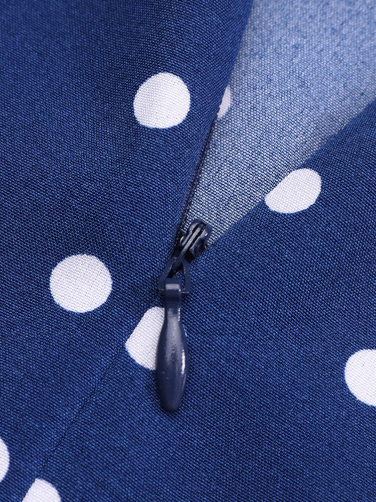 Polka Dot Pleats Splejsning Afslappet Sommerkjole Til Kvinder