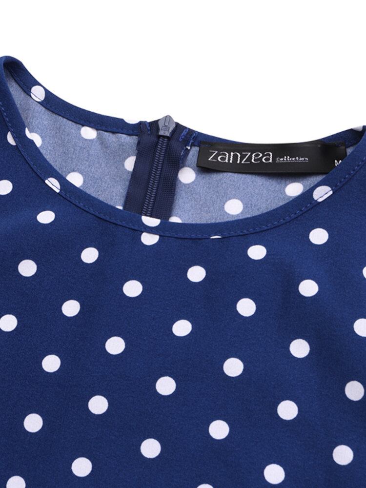 Polka Dot Pleats Splejsning Afslappet Sommerkjole Til Kvinder