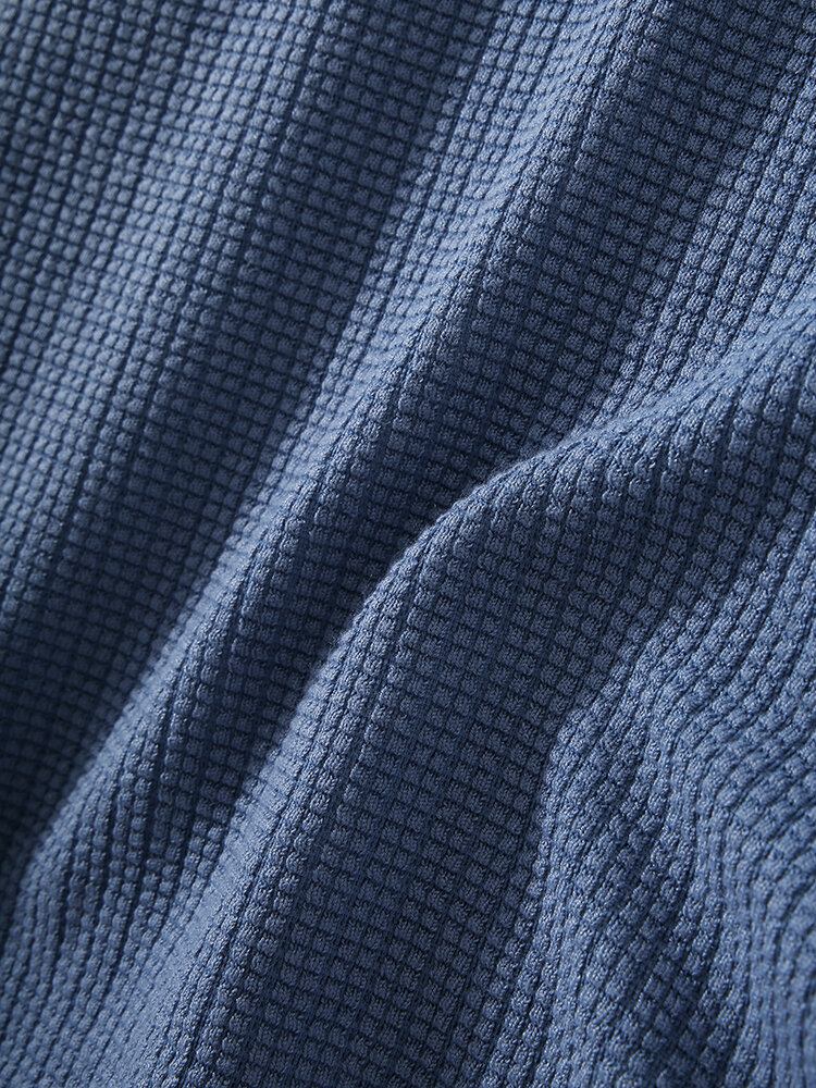 Herrestrikning Jacquard Solid Texture Langærmede Henley Skjorter