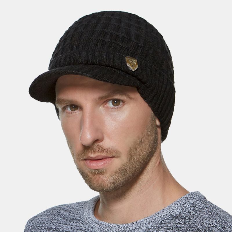 2 Stk Mænd Vinter Plus Velvet Varm Cashmere Bonnet Strikket Kasketter Tørklæde Maske Udendørs Vild Elastisk Justerbar Vindtæt Beanie Skull Hat