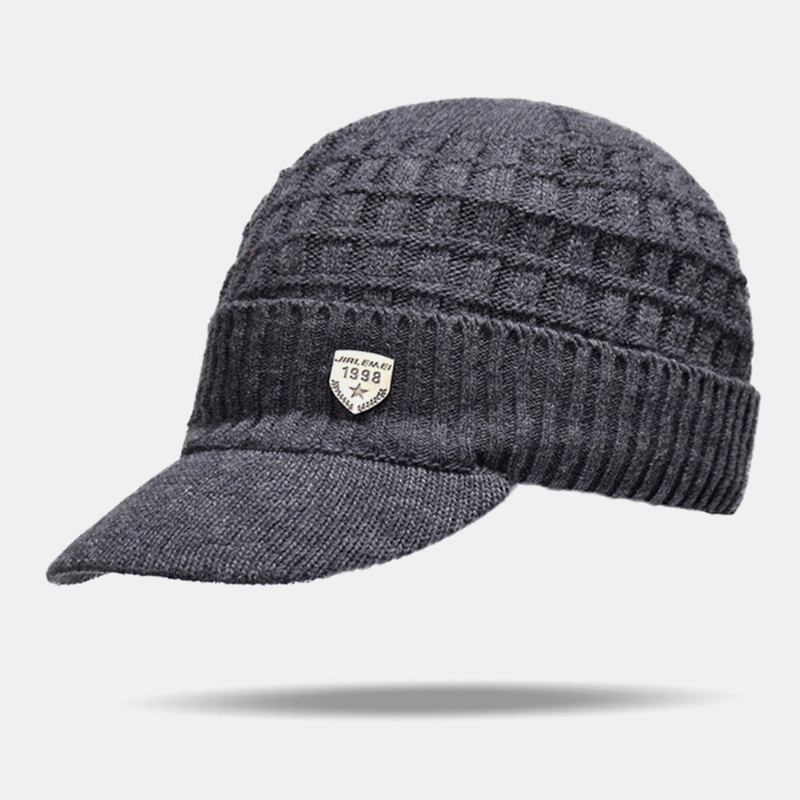 2 Stk Mænd Vinter Plus Velvet Varm Cashmere Bonnet Strikket Kasketter Tørklæde Maske Udendørs Vild Elastisk Justerbar Vindtæt Beanie Skull Hat