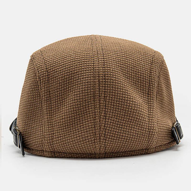 Collrown Mænd Læder Label Patch Baret Kasket Pu Strikket Uregelmæssig Patchwork Justerbar Flad Cap