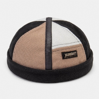 Collrown Mænd Metal Brev Label Farve Blok Syning Udlejer Kasket Udendørs Casual Vinduet Solsejl Polar Fleece Beanie Skull Cap