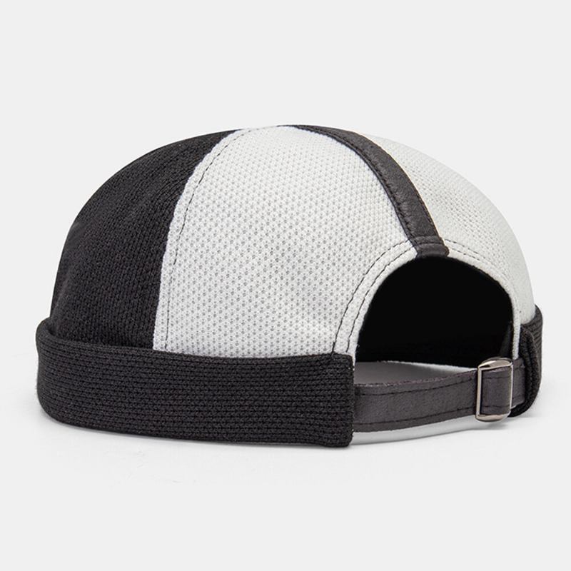 Collrown Mænd Metal Brev Label Farve Blok Syning Udlejer Kasket Udendørs Casual Vinduet Solsejl Polar Fleece Beanie Skull Cap