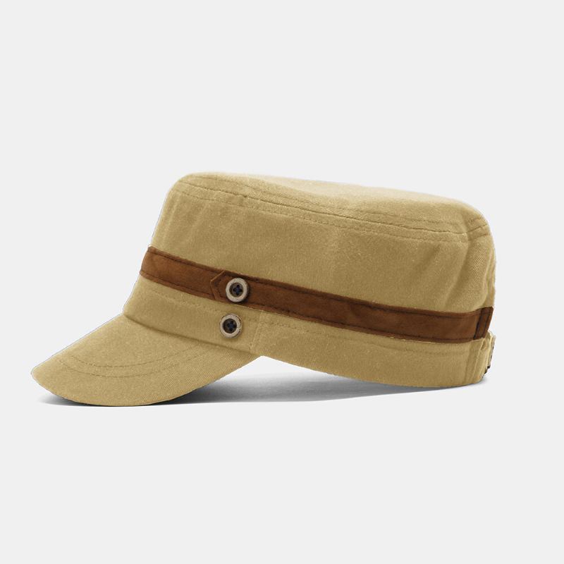 Collrown Mænd Nitte Flad Huer Dekorativ Bælte Patchwork Justerbar Casual Military Kasket Peaked Kasket Newsboy Cap