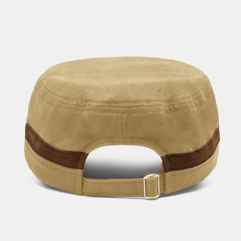 Collrown Mænd Nitte Flad Huer Dekorativ Bælte Patchwork Justerbar Casual Military Kasket Peaked Kasket Newsboy Cap