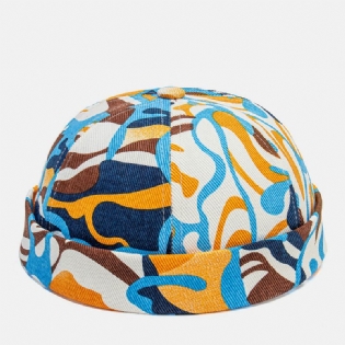 Collrown Unisex Bomuld Farverigt Graffiti Mønster Tryk Retro Mode Solsejl Uden Skygge Beanie Udlejer Kasket Kasket