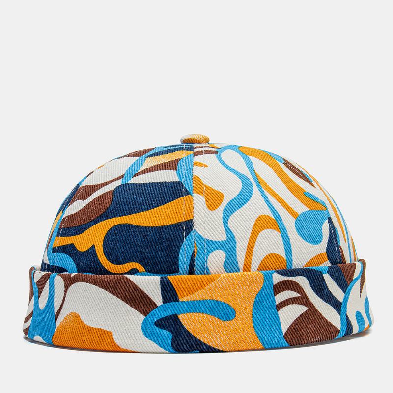 Collrown Unisex Bomuld Farverigt Graffiti Mønster Tryk Retro Mode Solsejl Uden Skygge Beanie Udlejer Kasket Kasket