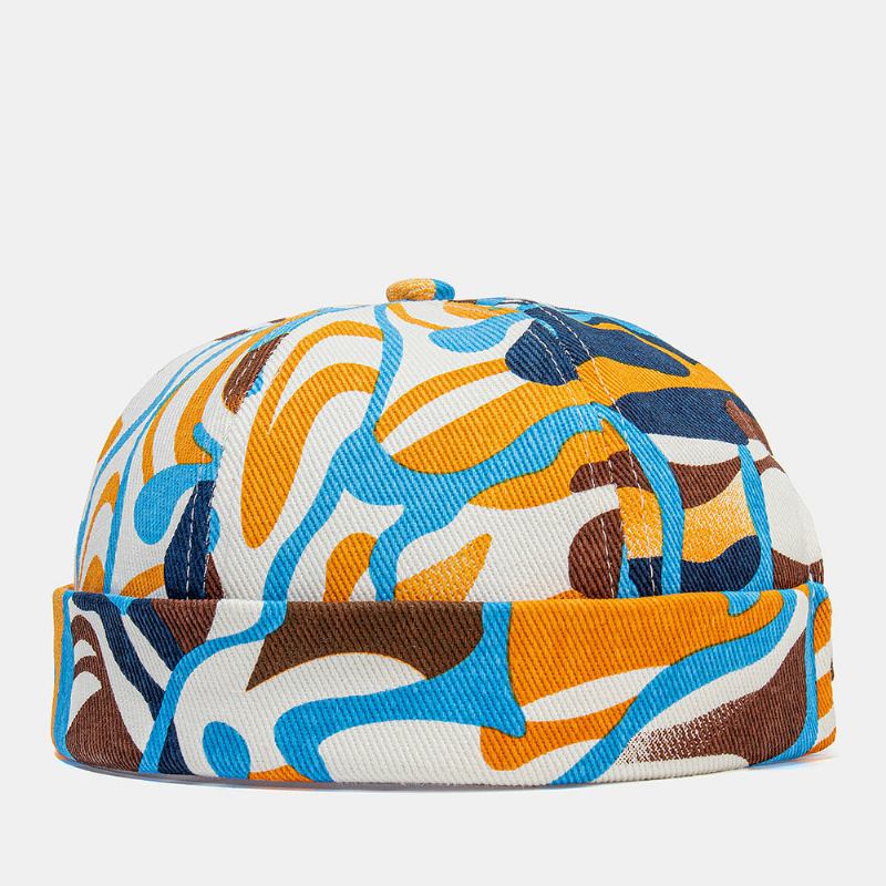 Collrown Unisex Bomuld Farverigt Graffiti Mønster Tryk Retro Mode Solsejl Uden Skygge Beanie Udlejer Kasket Kasket