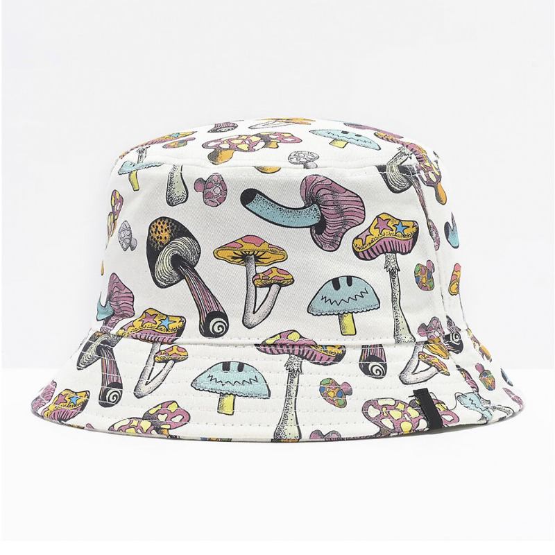 Collrown Unisex Farverigt Svampemønster Print Afslappet Blød Outdoor Travel Bucket Hat