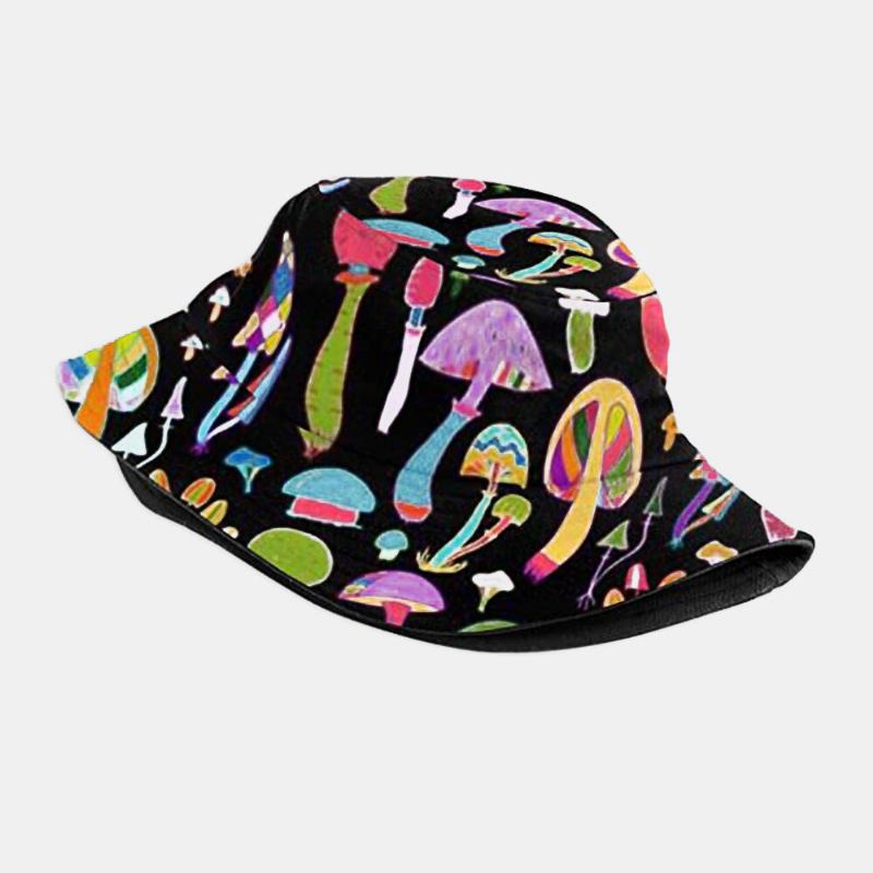 Collrown Unisex Farverigt Svampemønster Print Casual Blød Outdoor Travel Bucket Hat