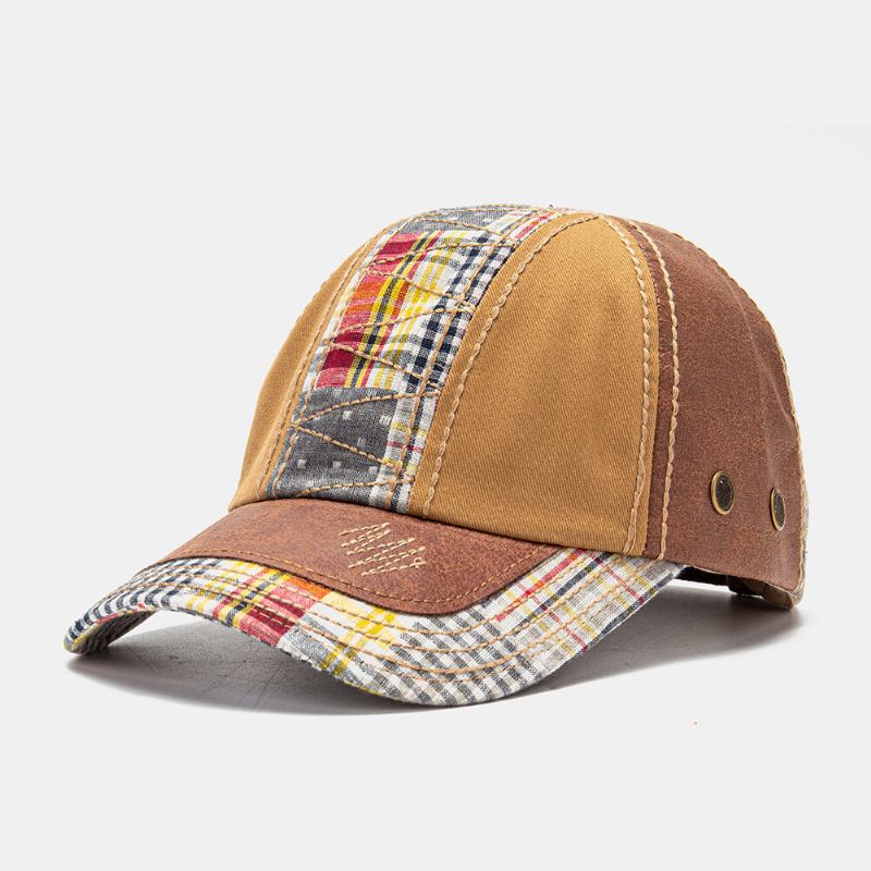 Collrown Unisex Patchwork Gittermønster Mode Ung Solskærm Baseballhat