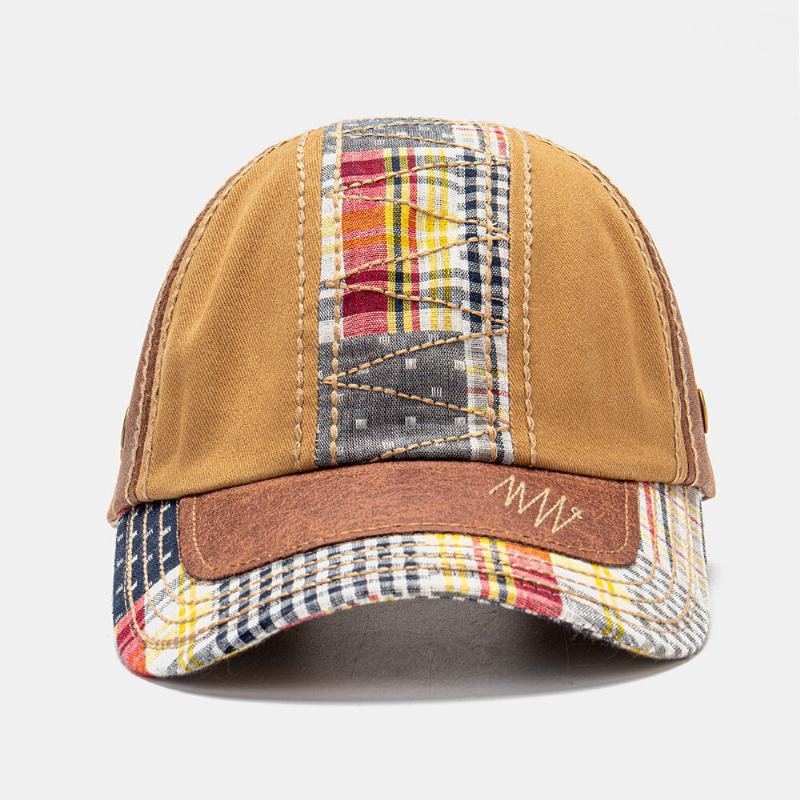 Collrown Unisex Patchwork Gittermønster Mode Ung Solskærm Baseballhat