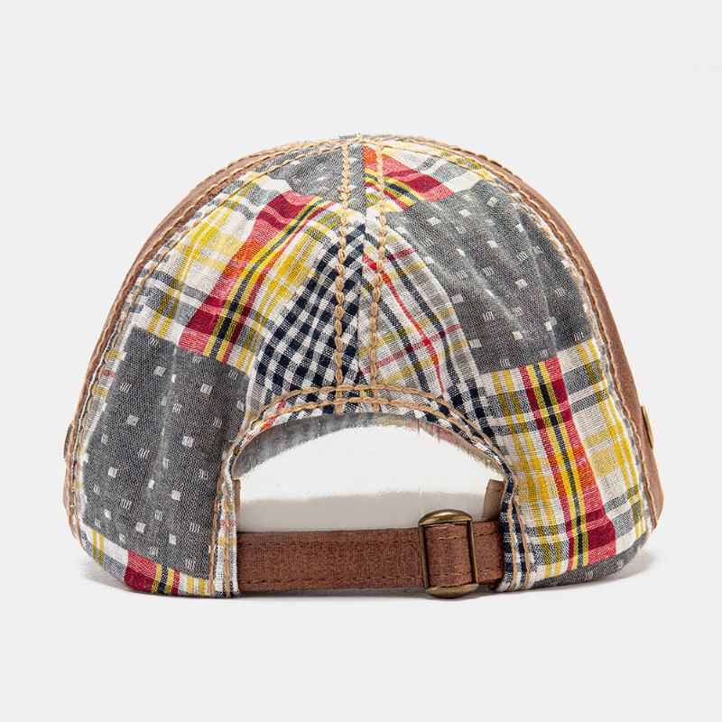 Collrown Unisex Patchwork Gittermønster Mode Ung Solskærm Baseballhat