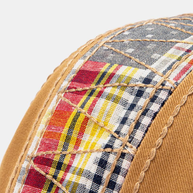 Collrown Unisex Patchwork Gittermønster Mode Ung Solskærm Baseballhat