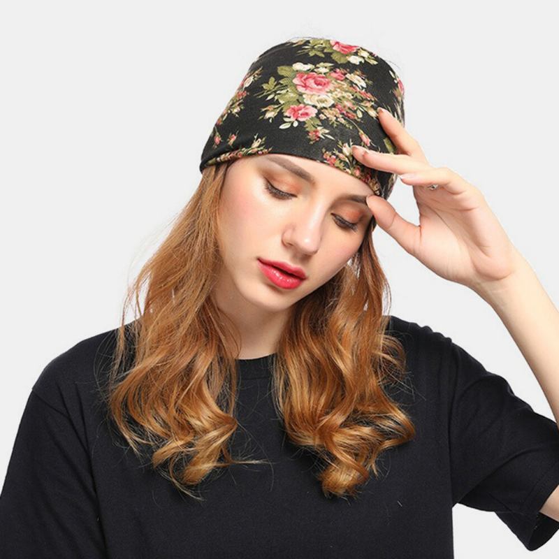 Dame Blomsterhat Beanie Tørklæde Turban Head Wrap Cap