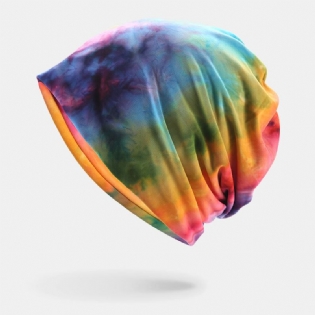 Dame Bomuld Dobbelt-brug Tie-dye Nakkebeskyttelse Tørklæde Hagesmæk Huer Brimless Beanie