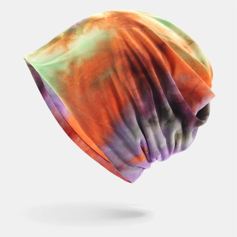 Dame Bomuld Dobbelt-brug Tie-dye Nakkebeskyttelse Tørklæde Hagesmæk Huer Brimless Beanie