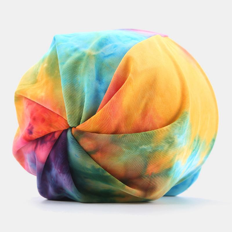 Dame Bomuld Dobbelt-brug Tie-dye Nakkebeskyttelse Tørklæde Hagesmæk Huer Brimless Beanie