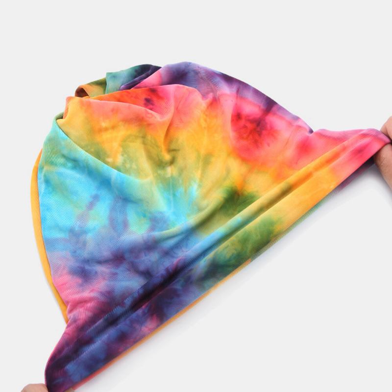 Dame Bomuld Dobbelt-brug Tie-dye Nakkebeskyttelse Tørklæde Hagesmæk Huer Brimless Beanie