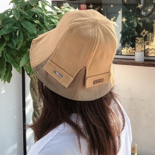 Dame Bomuld Dobbeltsidet Kort Skygge Casual Solskærm Wild Bucket Hat