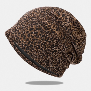 Dame Leopardmønster Elastisk Baotou Huer Sommer Efterår Udendørs Solskærm Åndbar Justerbar Skull Huer Beanie Hat