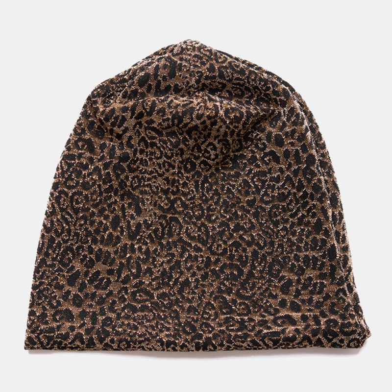 Dame Leopardmønster Elastisk Baotou Huer Sommer Efterår Udendørs Solskærm Åndbar Justerbar Skull Huer Beanie Hat