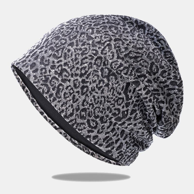 Dame Leopardmønster Elastisk Baotou Huer Sommer Efterår Udendørs Solskærm Åndbar Justerbar Skull Huer Beanie Hat