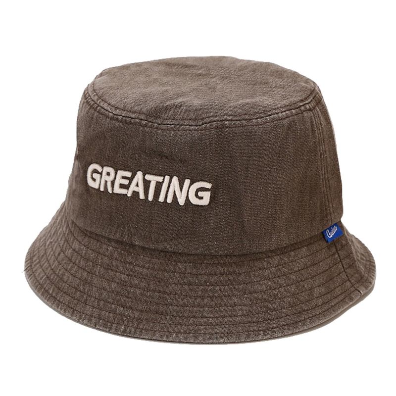 Herre Bomuld Vintage Gammel Vasket Solhat Solcreme Greating Letter Bucket Hat