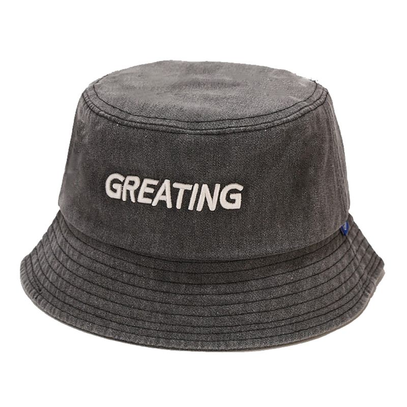 Herre Bomuld Vintage Gammel Vasket Solhat Solcreme Greating Letter Bucket Hat