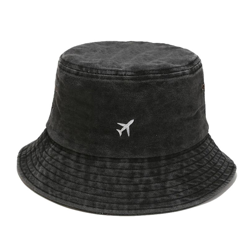 Herre Ren Bomuld Vintage Gammel Vasket Broderet Solhat Alsidig Casual Bucket Hat