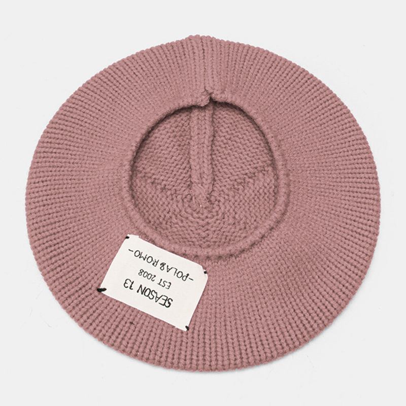 Kvinder Akryl Brev Patch Efterår Vinter Varm Vild Baret Kasket Casual Elastisk Justerbar Strikket Hat