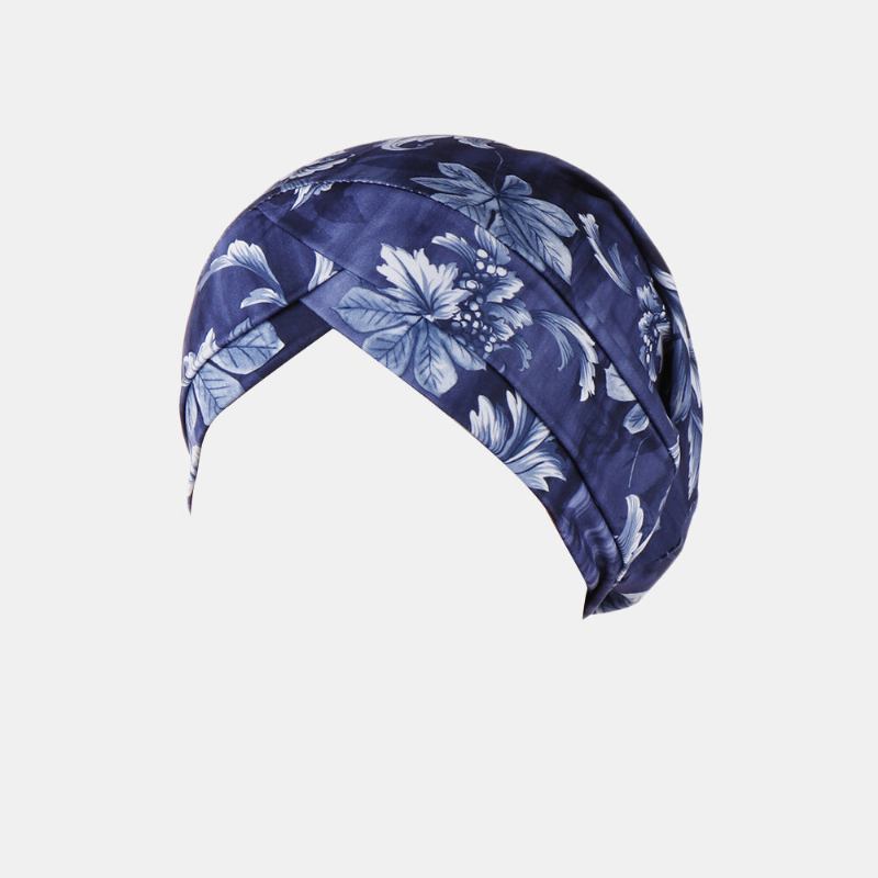 Kvinder Blomstertryk Turban Huer Bomuld Casual Åndbar Hovedhætter Beanie