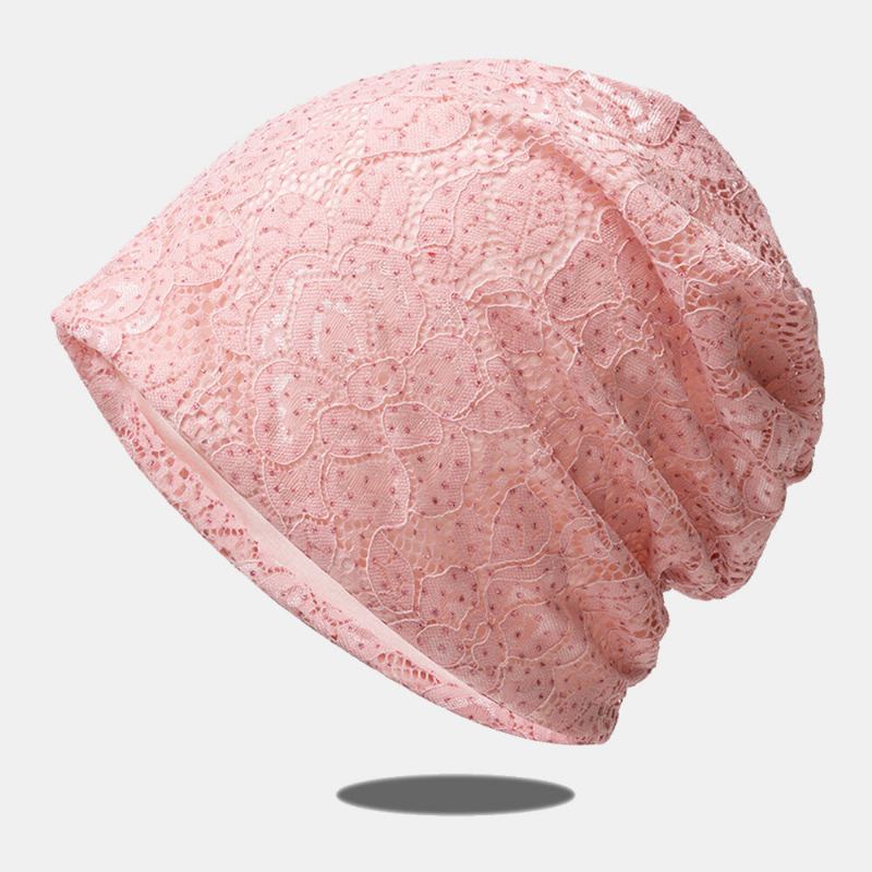 Kvinder Blonder Rhinestone Blomstermønster Baotou Huer Casual Vild Åndbar Komfortabel Beanie Hat