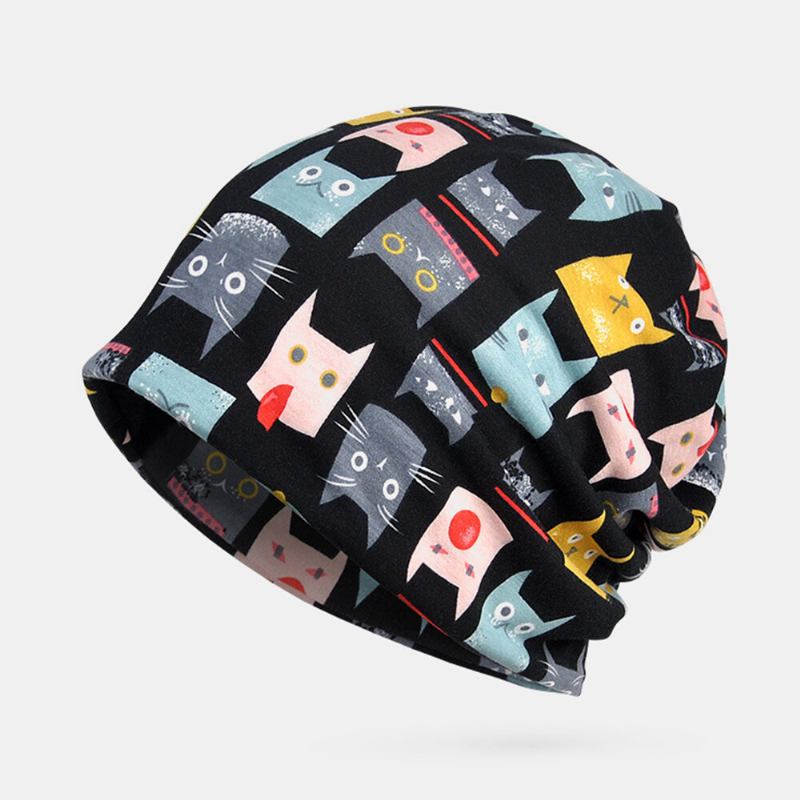 Kvinder Bomuld Multi-purpose Printing Beanie Kasket Hals Gaiter Ansigtsskjold Hatte Bandana