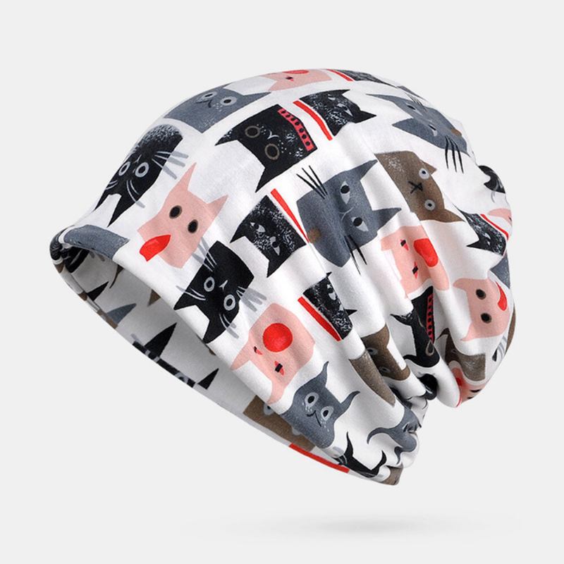 Kvinder Bomuld Multi-purpose Printing Beanie Kasket Hals Gaiter Ansigtsskjold Hatte Bandana