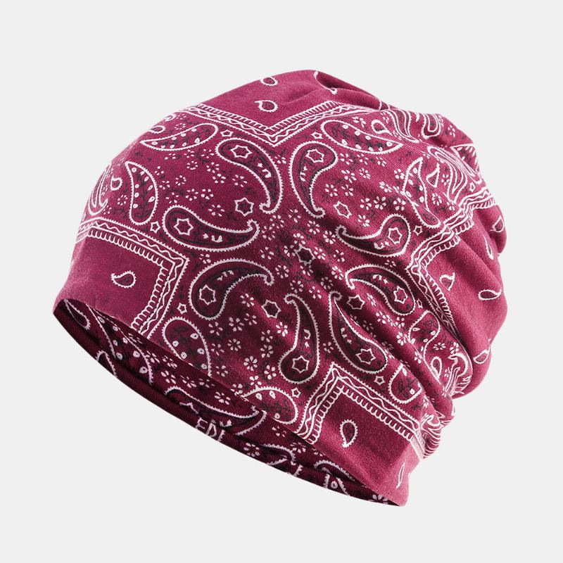 Kvinder Bomuld Multi-purpose Printing Beanie Kasket Hals Gaiter Ansigtsskjold Hatte Bandana