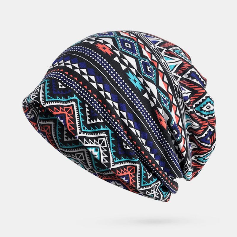 Kvinder Bomuld Multi-purpose Printing Beanie Kasket Hals Gaiter Ansigtsskjold Hatte Bandana