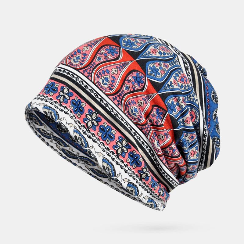 Kvinder Bomuld Multi-purpose Printing Beanie Kasket Hals Gaiter Ansigtsskjold Hatte Bandana