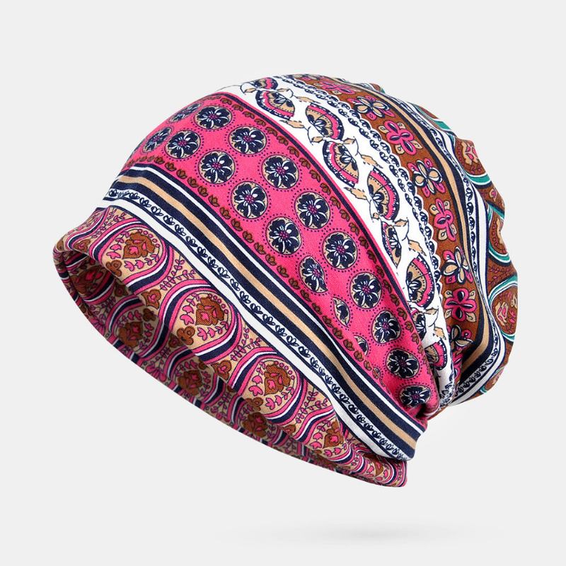 Kvinder Bomuld Multi-purpose Printing Beanie Kasket Hals Gaiter Ansigtsskjold Hatte Bandana