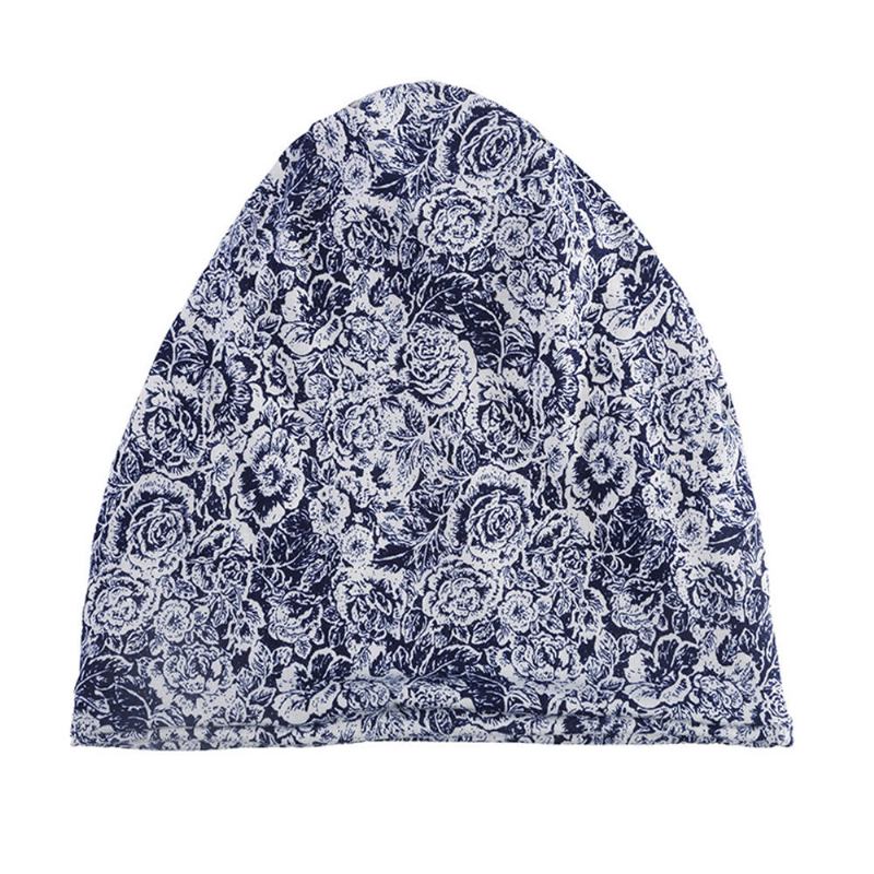 Kvinder Bomuld Multi-purpose Rose Mønster Udskrivning Beanie Cap