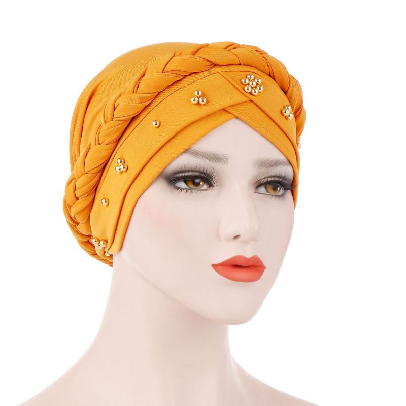 Kvinder Bomuld Multifarve Solid Casual Solsejl Nittedekor Sidefletning Baotou Hatte Beanie Hatte