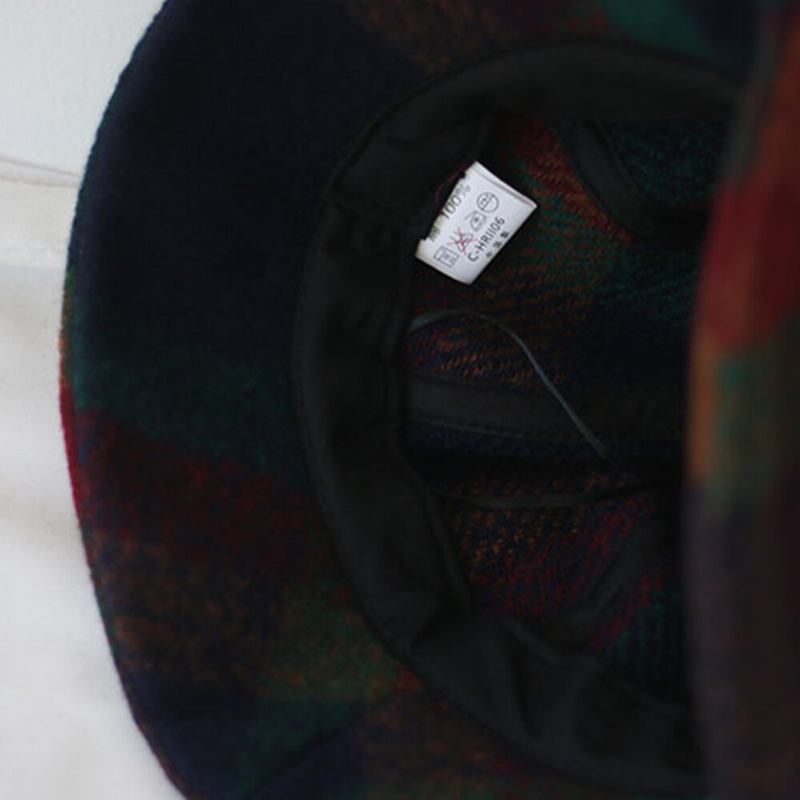 Kvinder Bomuld Patchwock Plaids Mønster Vintage Casual Warm Bucket Hat