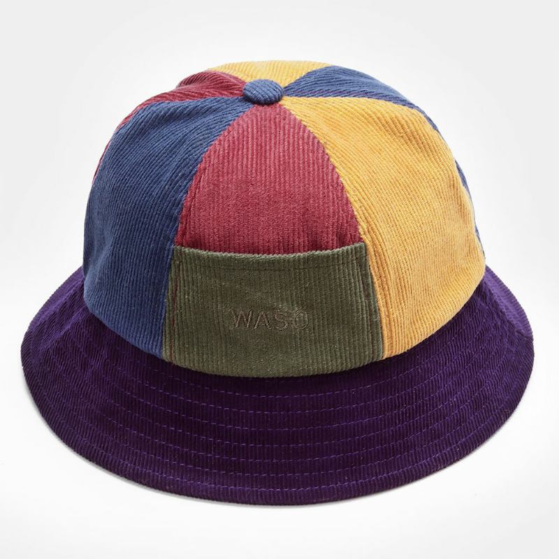 Kvinder Corduroy Lettern Brodery Bucket Huer Farvematchende Varm Solskærm Uden Skygge Beanie Udlejer Kasket Skull Cap