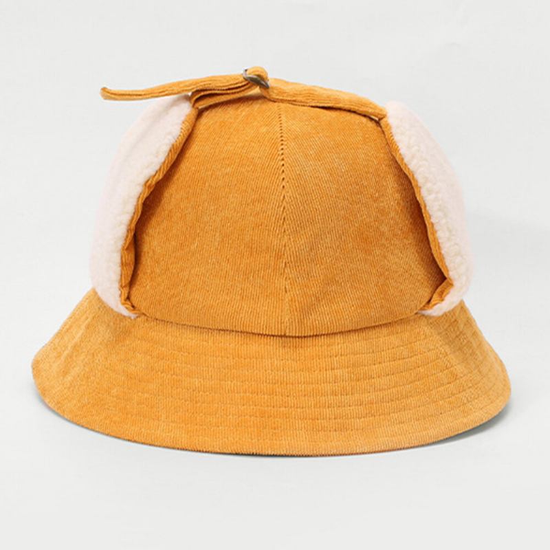 Kvinder Corduroy Plus Huer Omkreds Ørebeskyttelse Slips Hold Varm Bucket Hat